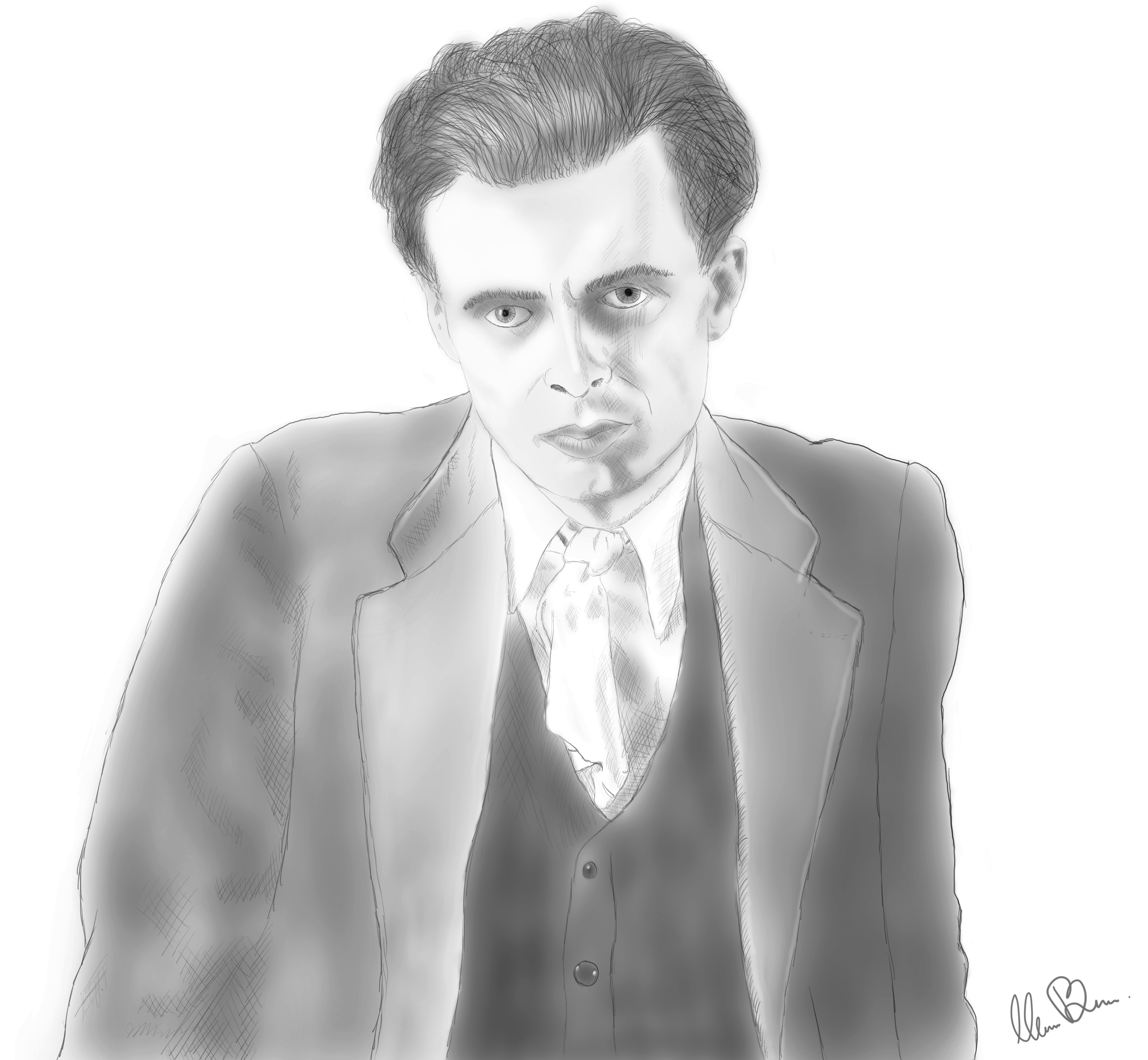Aldous Huxley by Mark Barner Illustration drawing