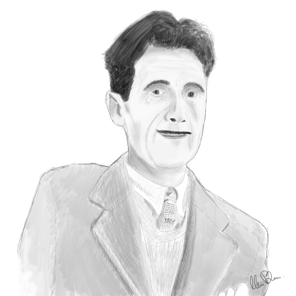 George Orwell by Mark Barner portrait illustration drawing