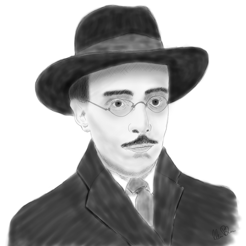 Fernando Pessoa by Mark Barner portrait drawing illustration
